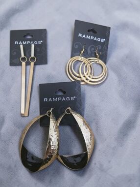 Rampage Goldtone Textured Matte Finish Statement Earrings